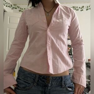 VINTAGE Abercrombie & Fitch Kids Pink and White Shirt